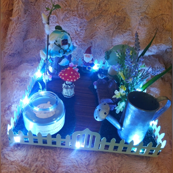Hand Crafted Other - Handcrafted, Gnome & Mushroom Garden with LED Lights and Accessories